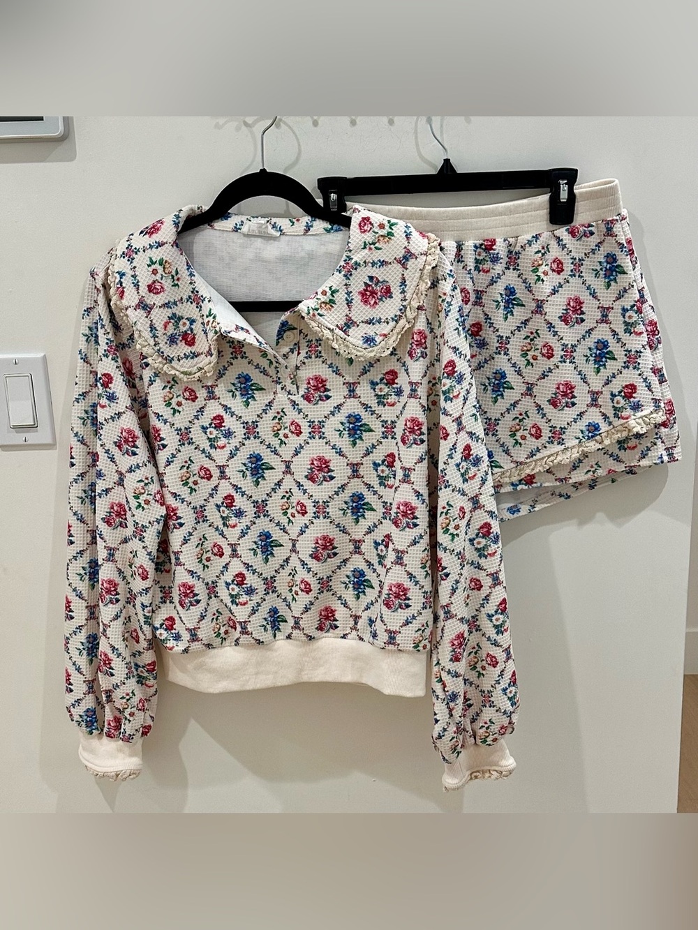 Rareraw Vintage Floral Long Sleeve Top & Skort Set Size L